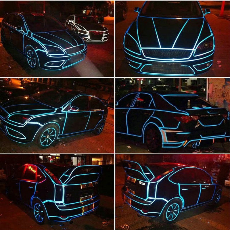 fangfei 0.4" X148' Car Reflective Body Rim Funny DIY Stickers Warning Safety Auto Motorcycle Bike Decal Body Cover Decoration Strip(Blue) - Image 2
